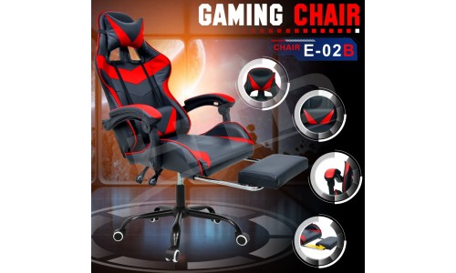 BG Furniture เก้าอี้เกมมิ่ง Raching Gaming Chair เก้าอี้เกมส์ เก้าอี้เล่นเกม รุ่น E-02B (ฺRed)